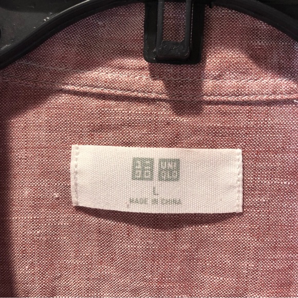 Mens Uniqlo 100 linen long sleeve shirt button down excellent condition size L - Picture 2 of 7